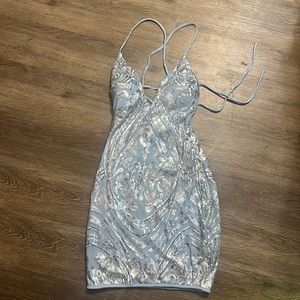 Silver/ light blue homecoming dress